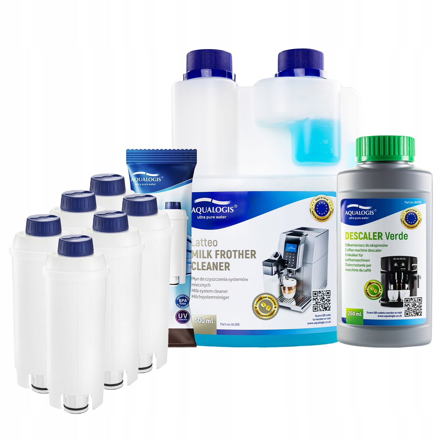 6 x Filtr do kávovaru Delonghi AL-S002 Tekutina 500 ml Odvápňovač 250 ml