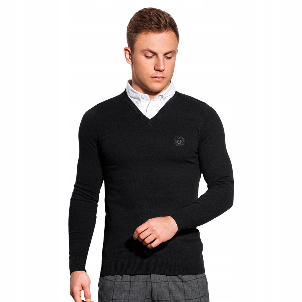 

Sweter męski v-neck kołnierzyk E120 czarny XL