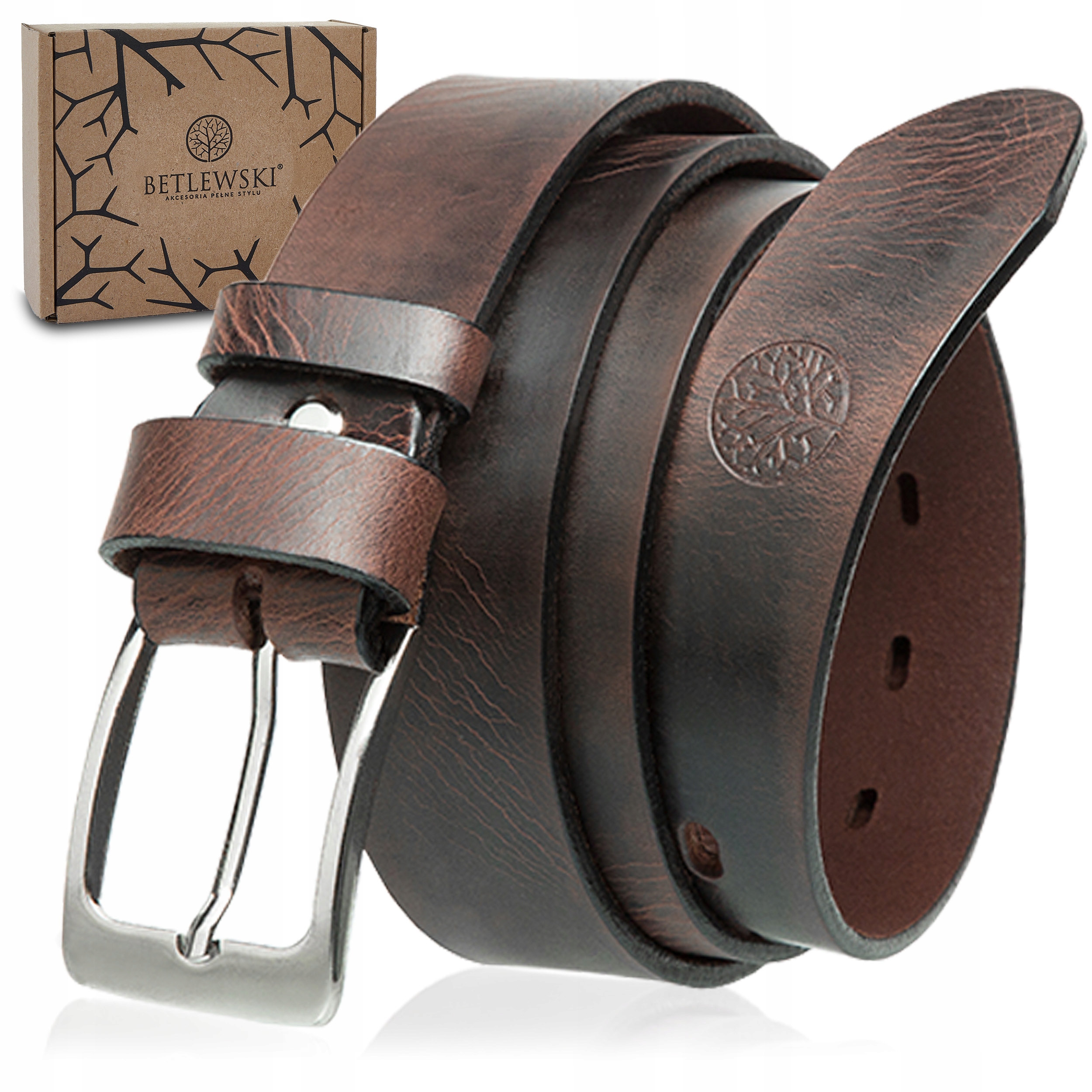 

Betlewski Pasek męski ze skóry naturalnej pudełku