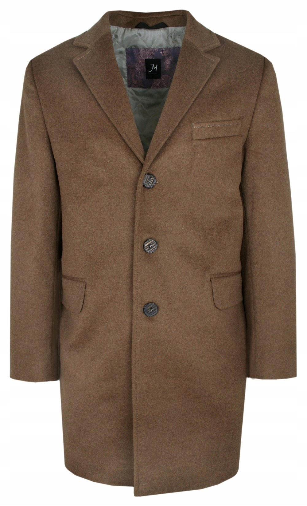 Pánský kabát s vlnou jemně zateplený vypasovaný kamelový 52/182