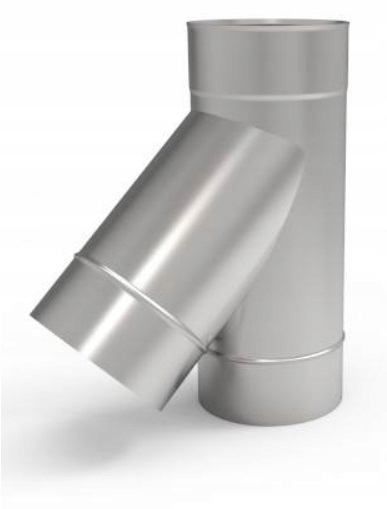 Ks t-rozdělovač kyselinovzdorný 45 stupňů fi 140 mm 0,8 mm komínová vložka ocel