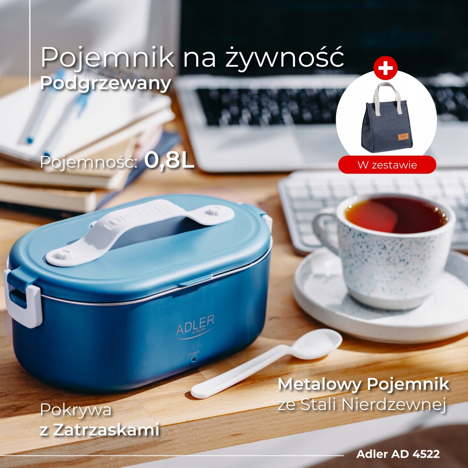 Pojemnik na żywność AD 4522 z torbą termiczną 5l - podgrzewanie do 70°C
