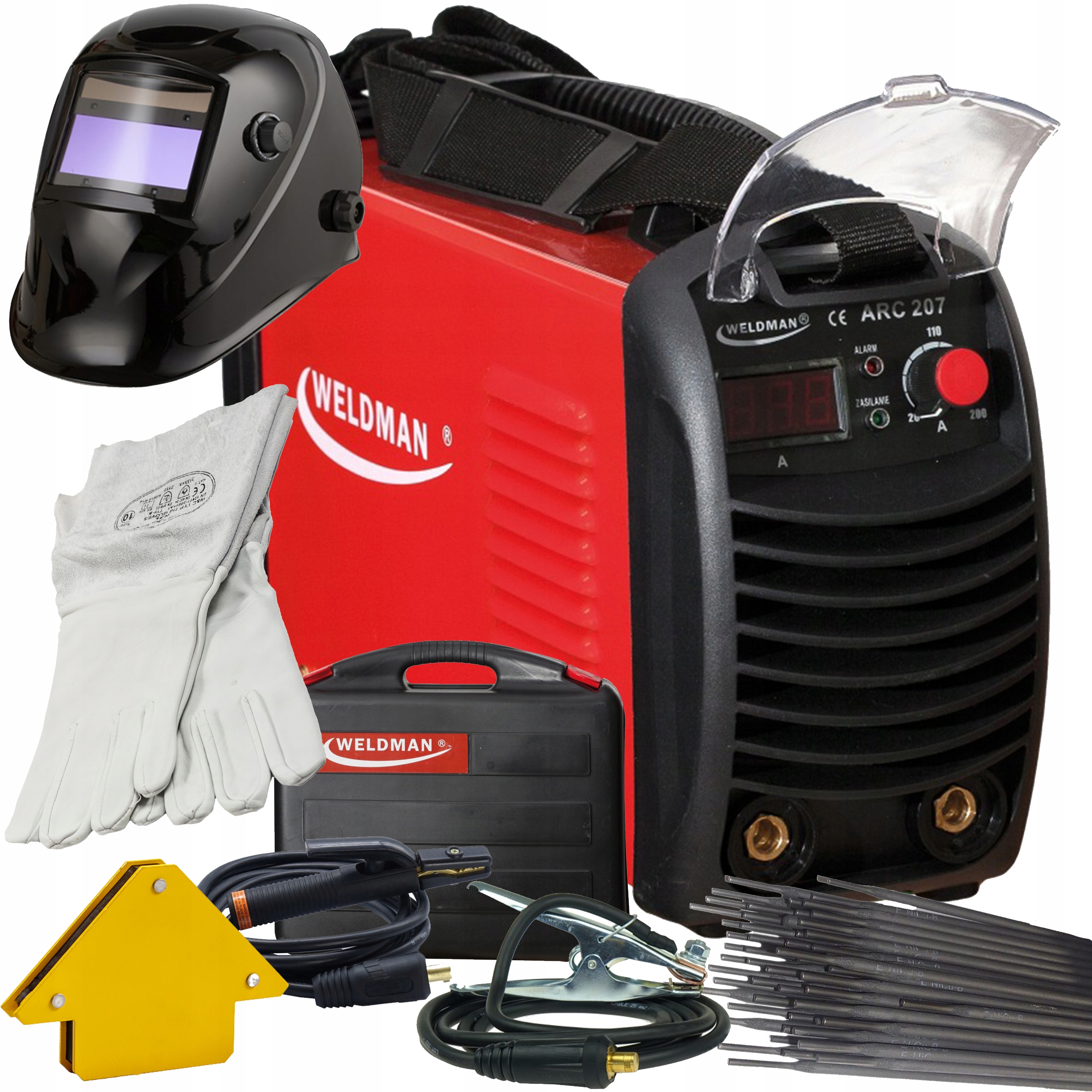 Weldman Arc 207 Invertorová svářečka Mma 200A Tig Scratch s kufrem SET1