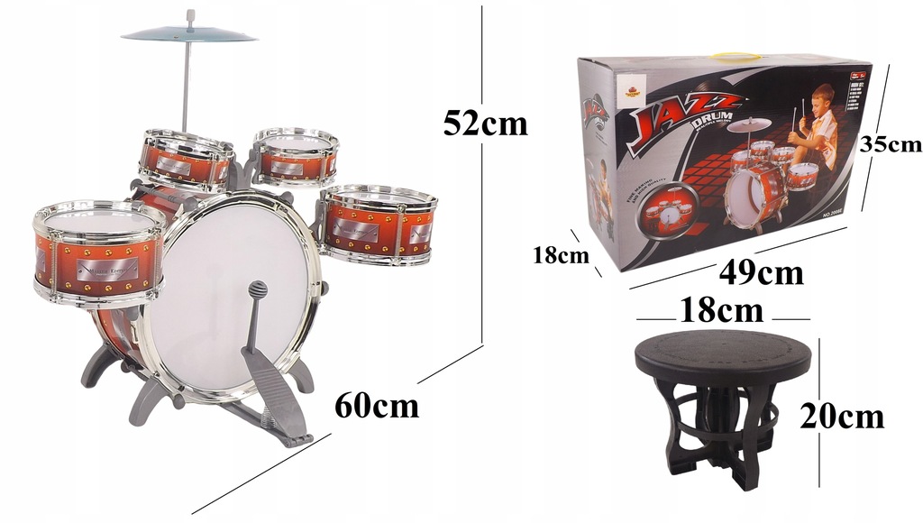 Perkusja dla dzieci 5 bębenków talerz krzesło 2008 EAN (GTIN) 5907508460518