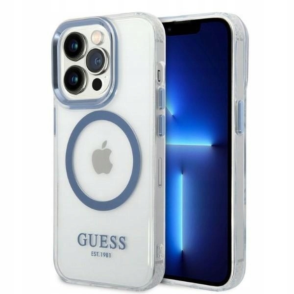 Originální pouzdro Guess pro iPhone 14 Pro 6,1", modré pouzdro a obal Magsafe
