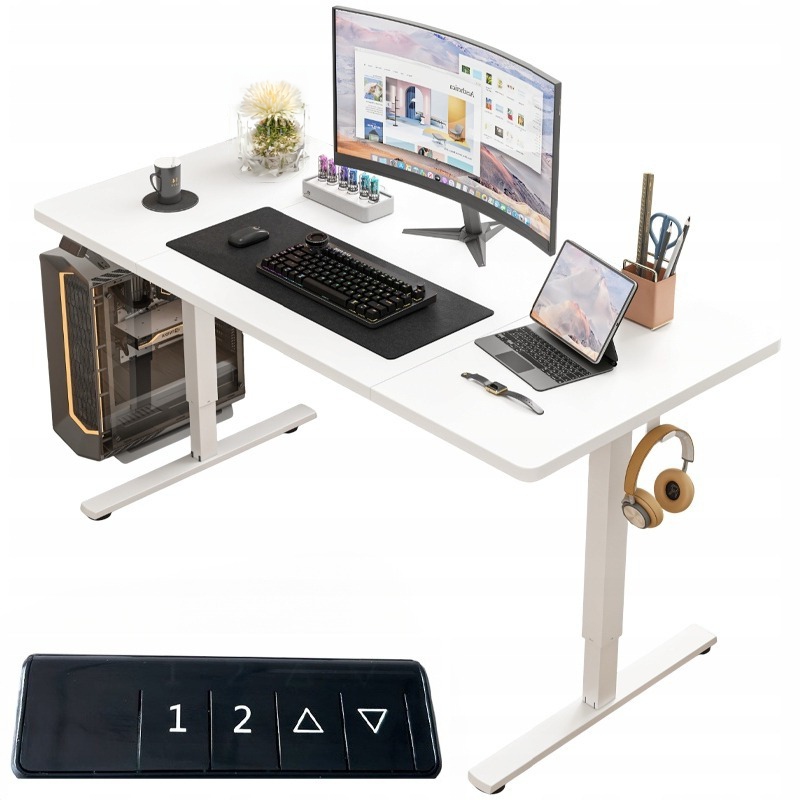 Elektrický zdvíhací stôl biely 160x80, nastaviteľný, Moderný, 72-118 cm