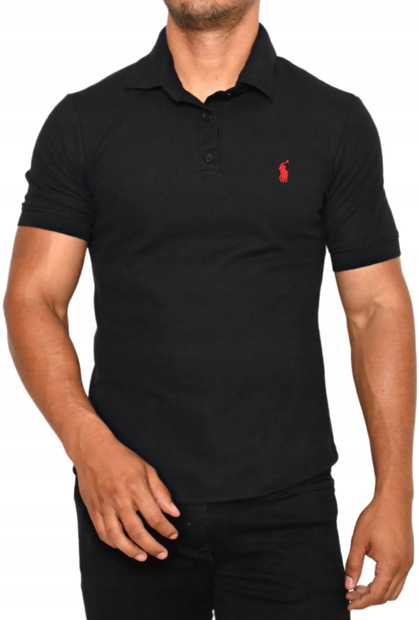 TREND Polo koszulka polo męska czarny Koszula sportowa 100% bawełna M