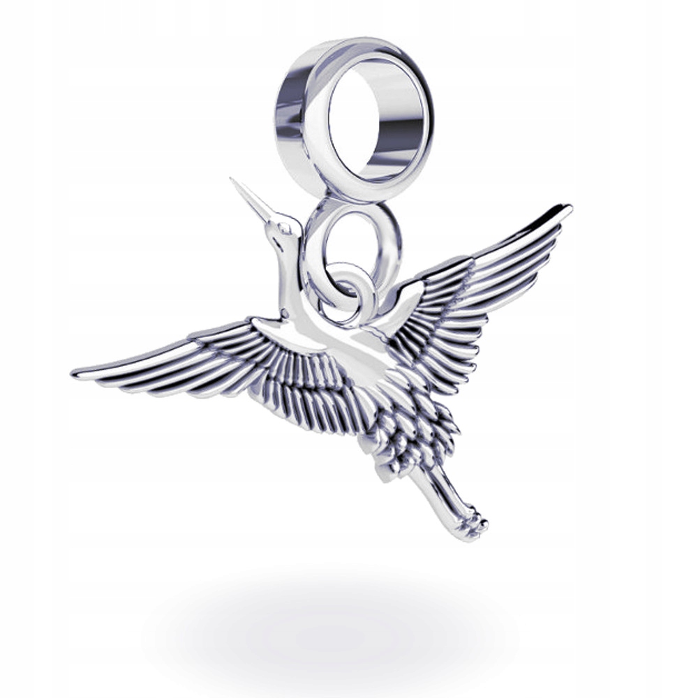 Stříbrný přívěsek charms pro modulární náramky Jeřáb Stříbro ryzost 925