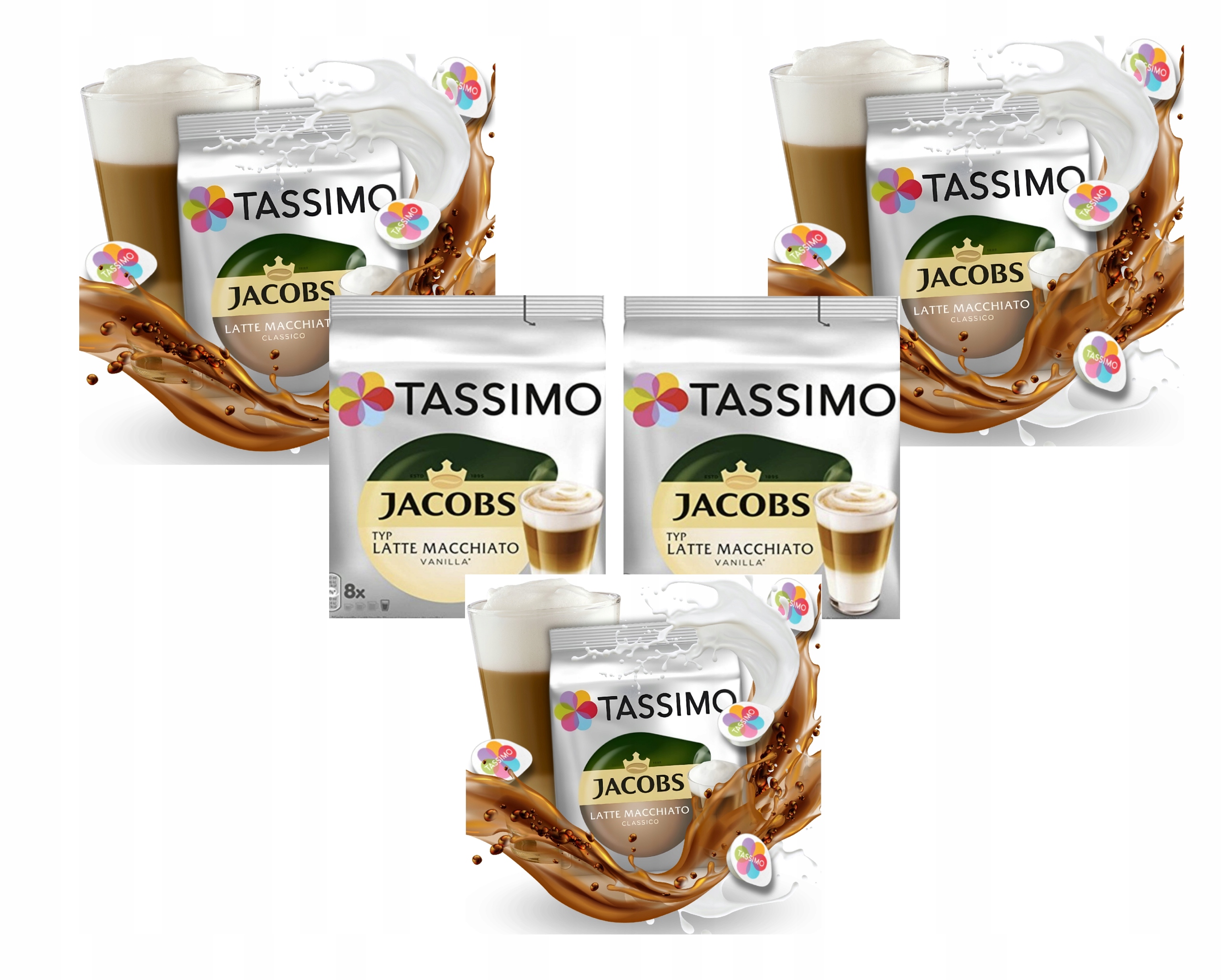 Zestaw Kapsułki Tassimo Latte Macchiato Classico i Vanilla 40 kaw