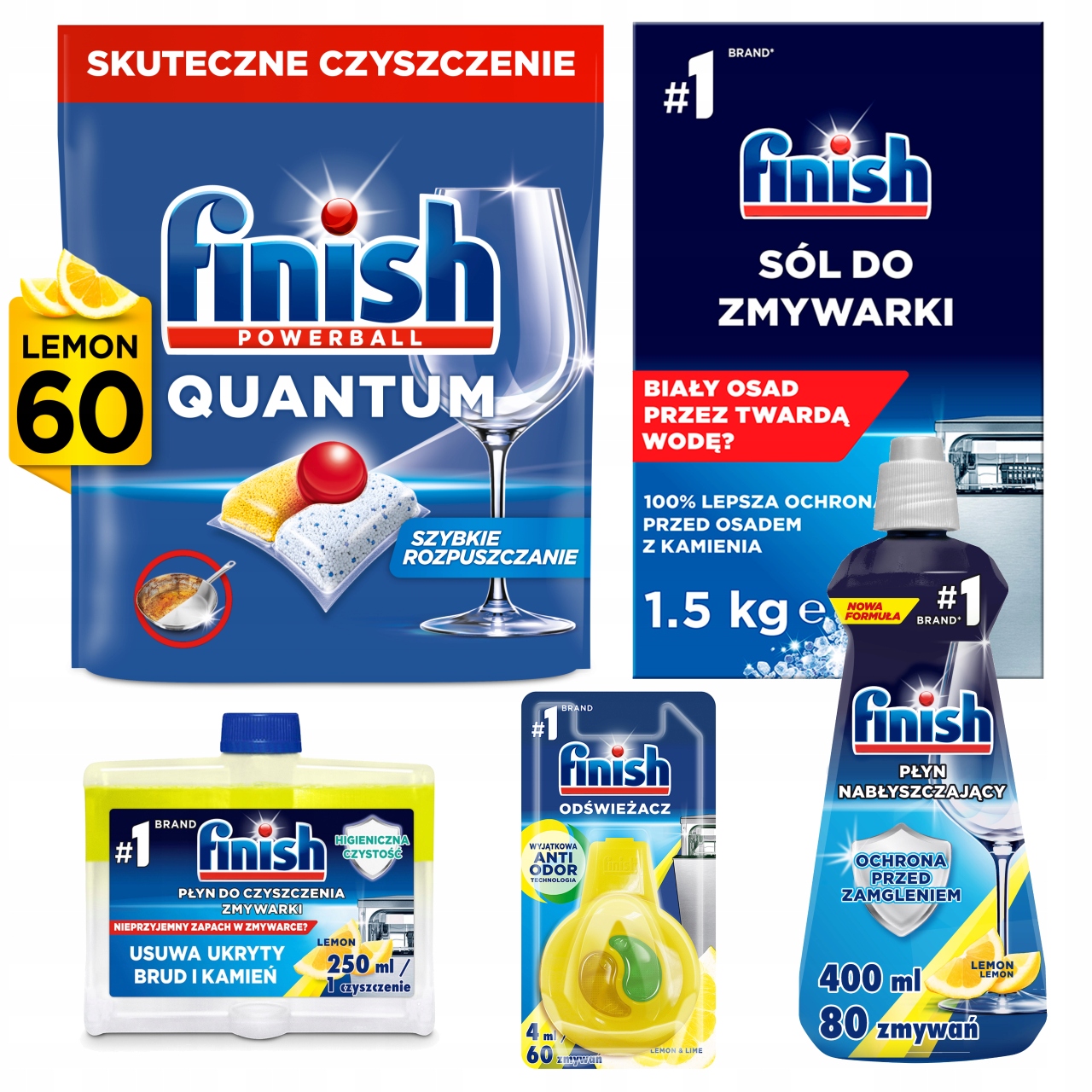 Finish Sada na mytí nádobí Kapsle Quantum Lemon 60 Kusů 4 produkty