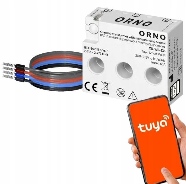 Merač energie Wifi Tuya 3-fázový záznam merania Prúdový transformátor