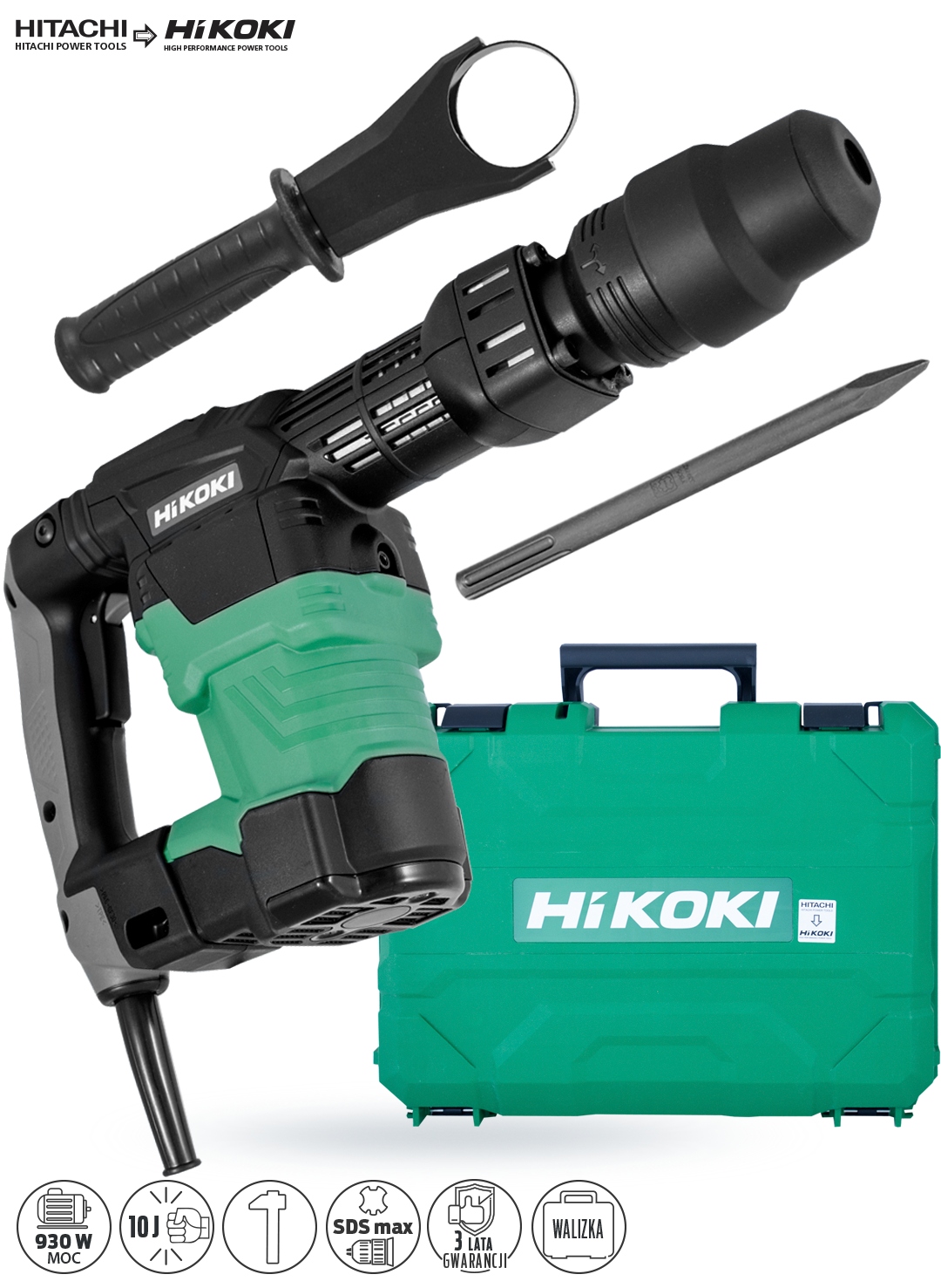 Młot udarowy wyburzeniowy 950W 7,1J SDS-Max HiKOKI H41MB2 WSZ + kufer Stan opakowania oryginalne