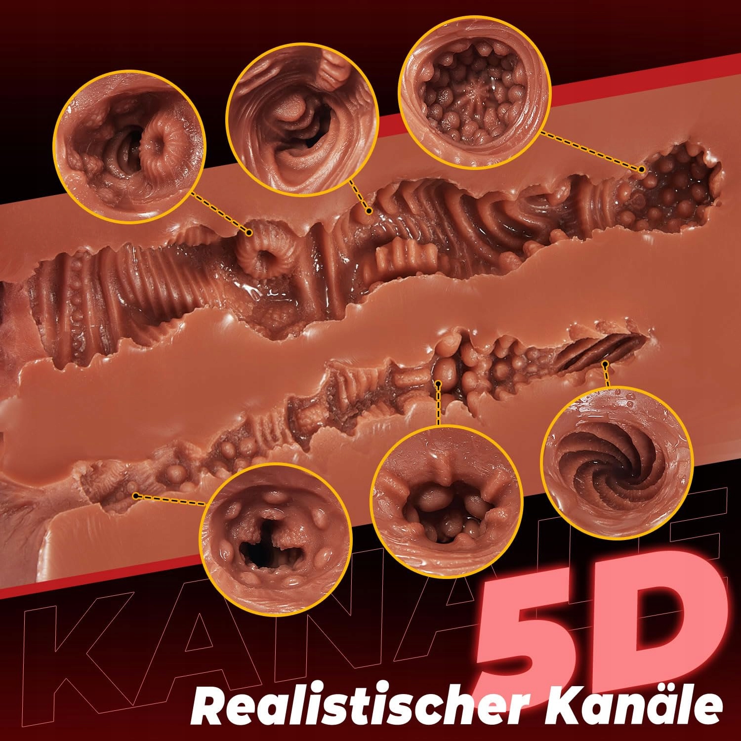 REALISTISCHER Masturbator Dla Mężczyzn Silikonowy 5D Klitoris 2w1 Brązowy — miniatura 3