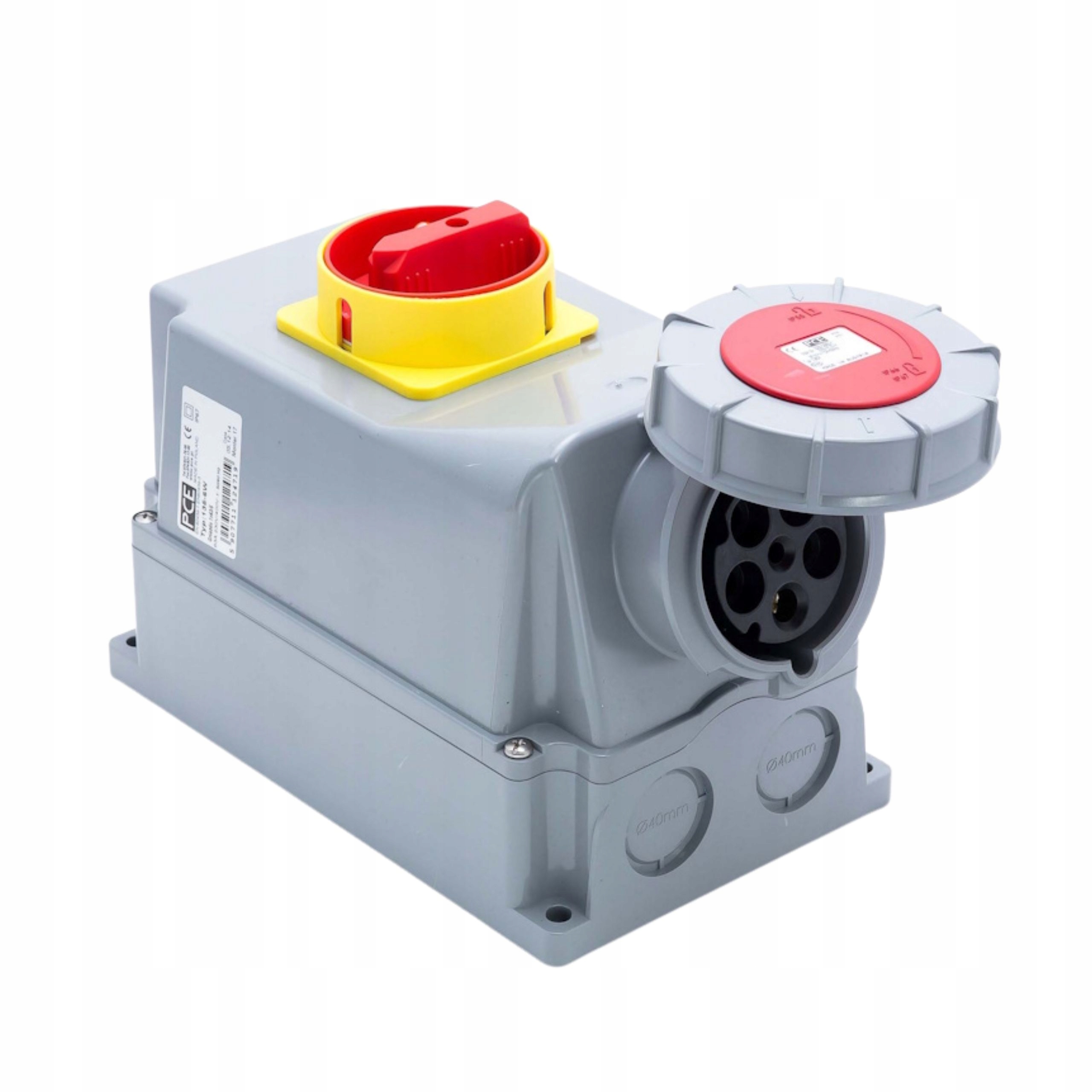 Pevná zásuvka 63A 5P 400V 6h IP67 s uzemněním, bez blokovacího zařízení Pce