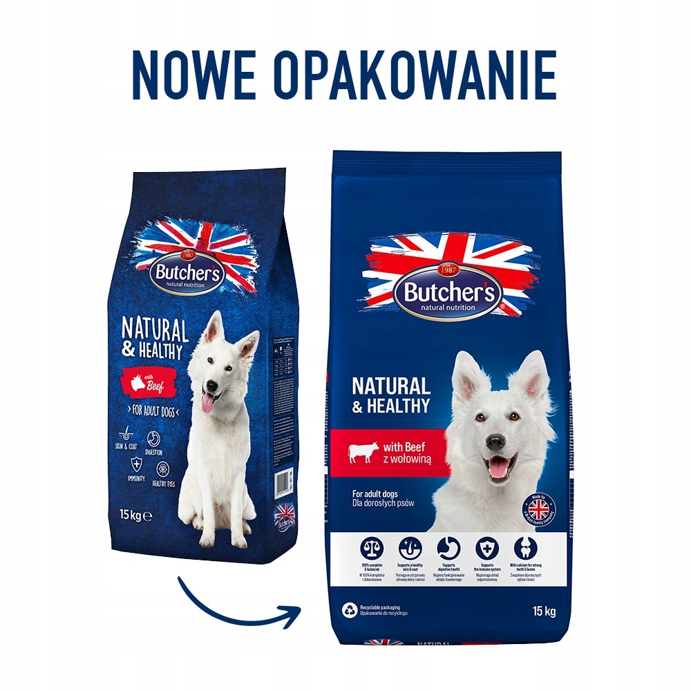 Levně Butcher's Natural&Healthy s hovězím masem – suché krmivo pro psy – 15 kg