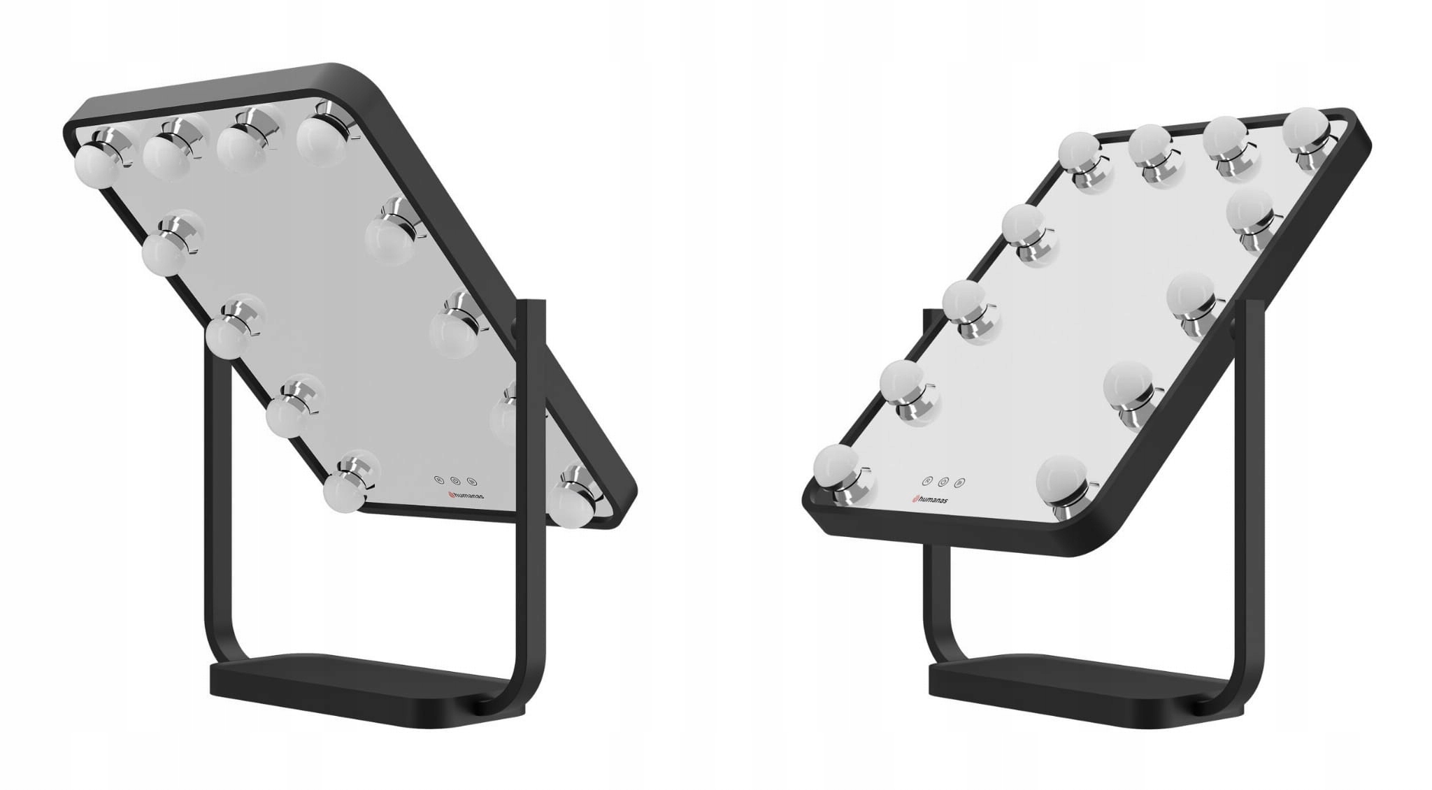 Zrcadlo Pro Líčení, Kosmetické Led Osvětlení, Kovový Rám, Černá Barva