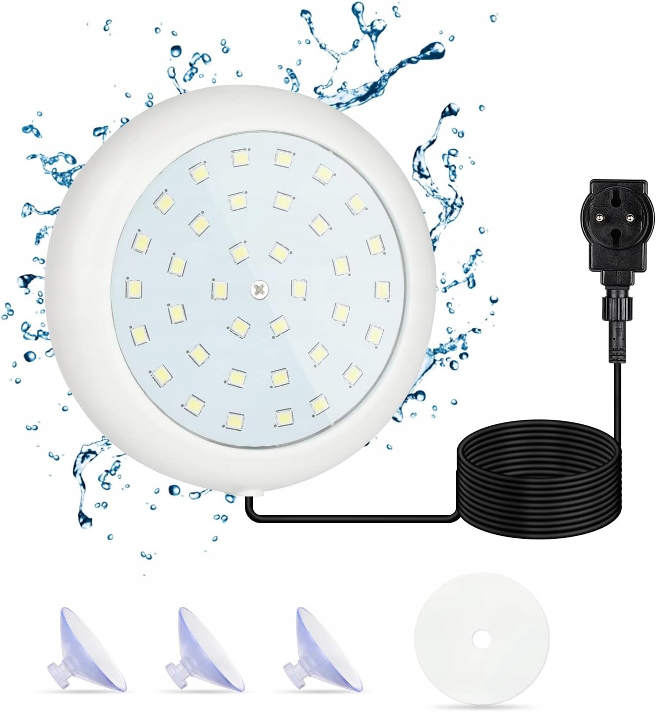 Lampa Basenowa Led Podwodna Magnes 10W Zimna Biel IP68 Basen Stalowy 7m