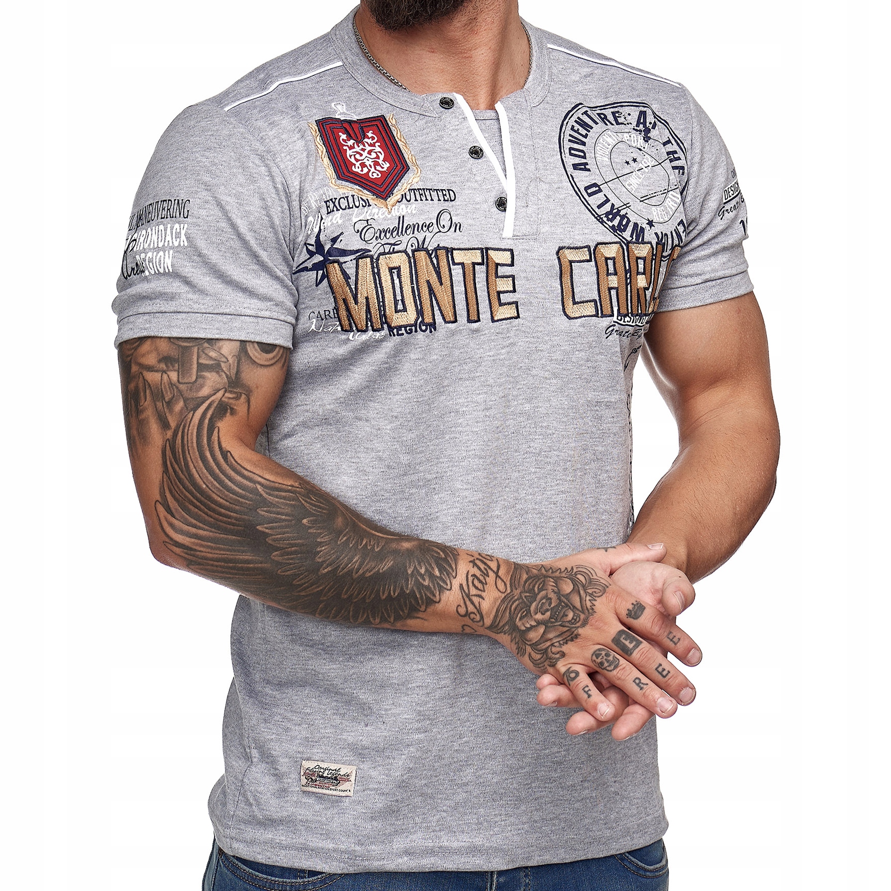 

T shirt Męski Monte Carlo Wyszywany Hafty Nadruk