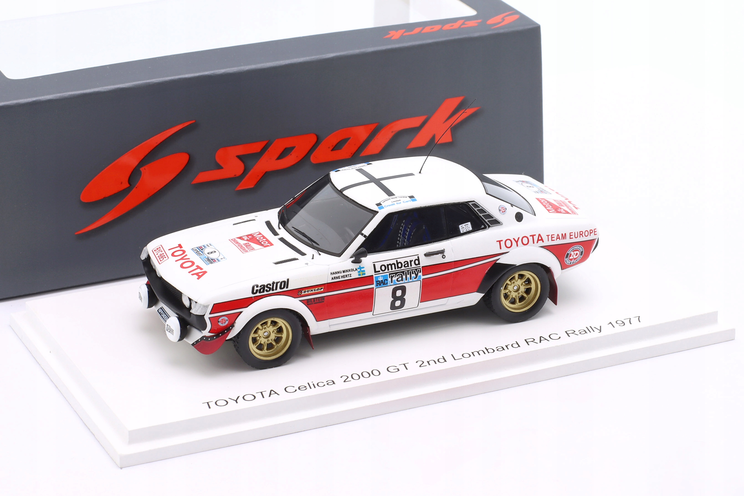 Spark Toyota Celica RA21 2000GT#8 H.Mikkola 2nd Rally Rac Lombard 1977 1:43