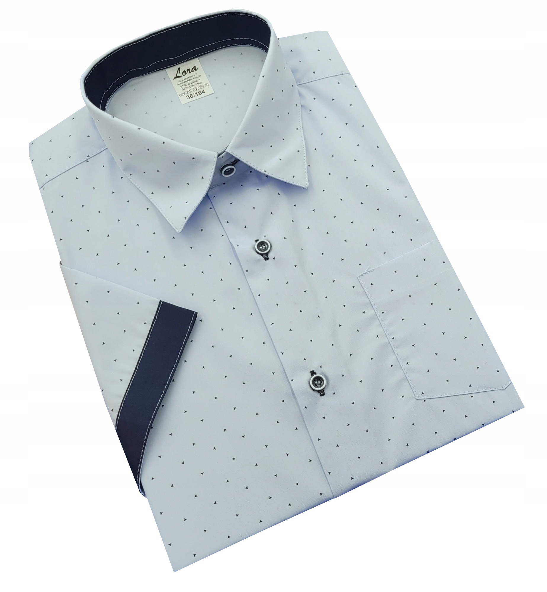 Koszula chłopięca wizytowa błękitna krótki rękaw 146 Rozmiar (new) 146 (141 - 146 cm)