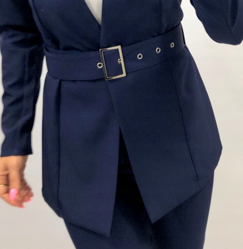 Garnitur damski z paskiem i klamrą GRANAT XL Rękaw długi rękaw