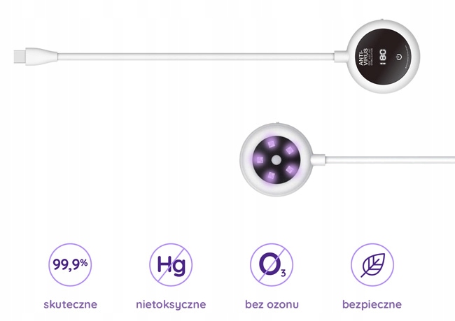 LAMPA USB STERYLIZATOR UV-C ANTYBAKTERYJNA 59S Model mini SUN1