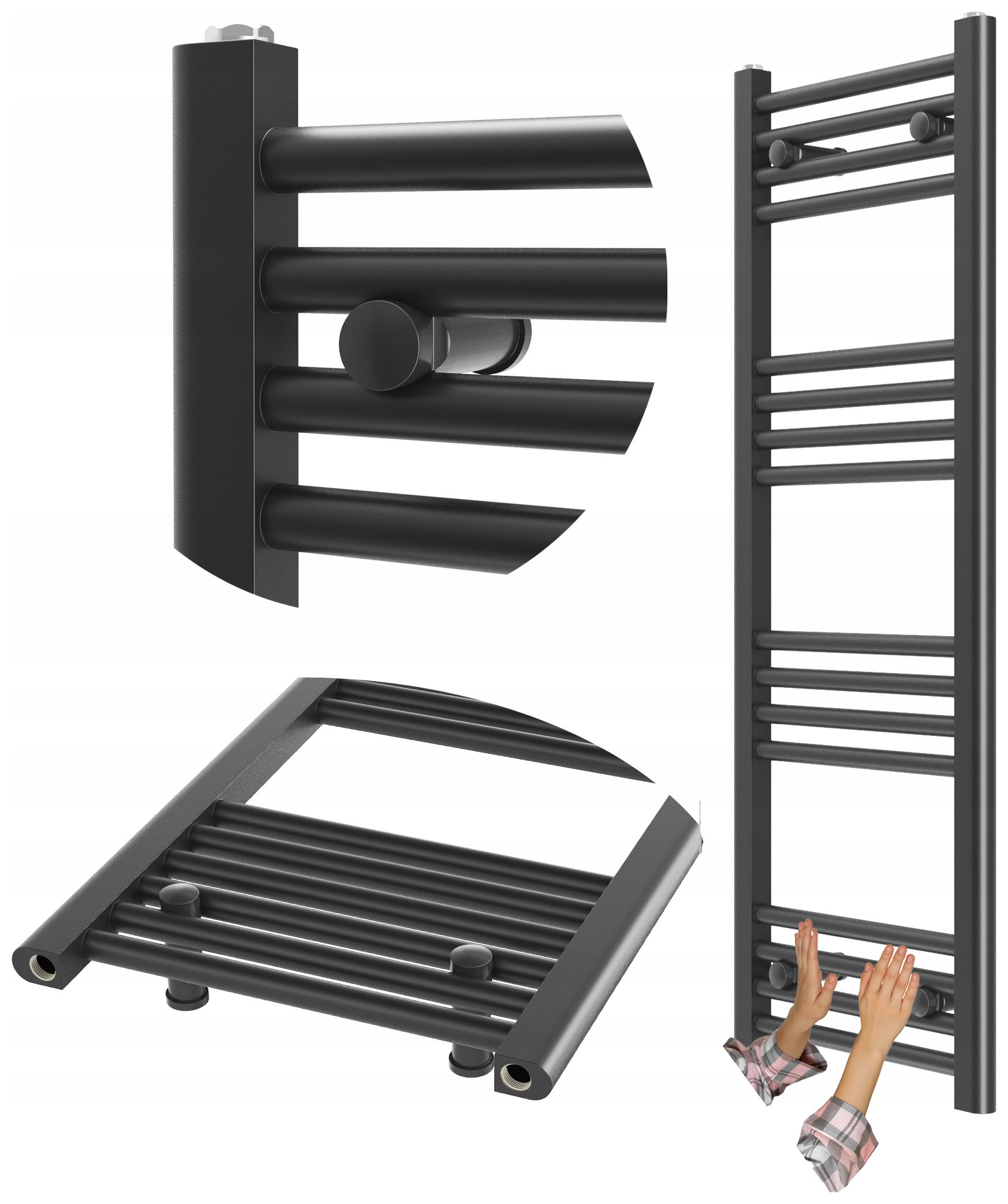 Kúpeľňový Radiátor Čierny Rebríkový 40x110 cm Moderný Radiátor Breno