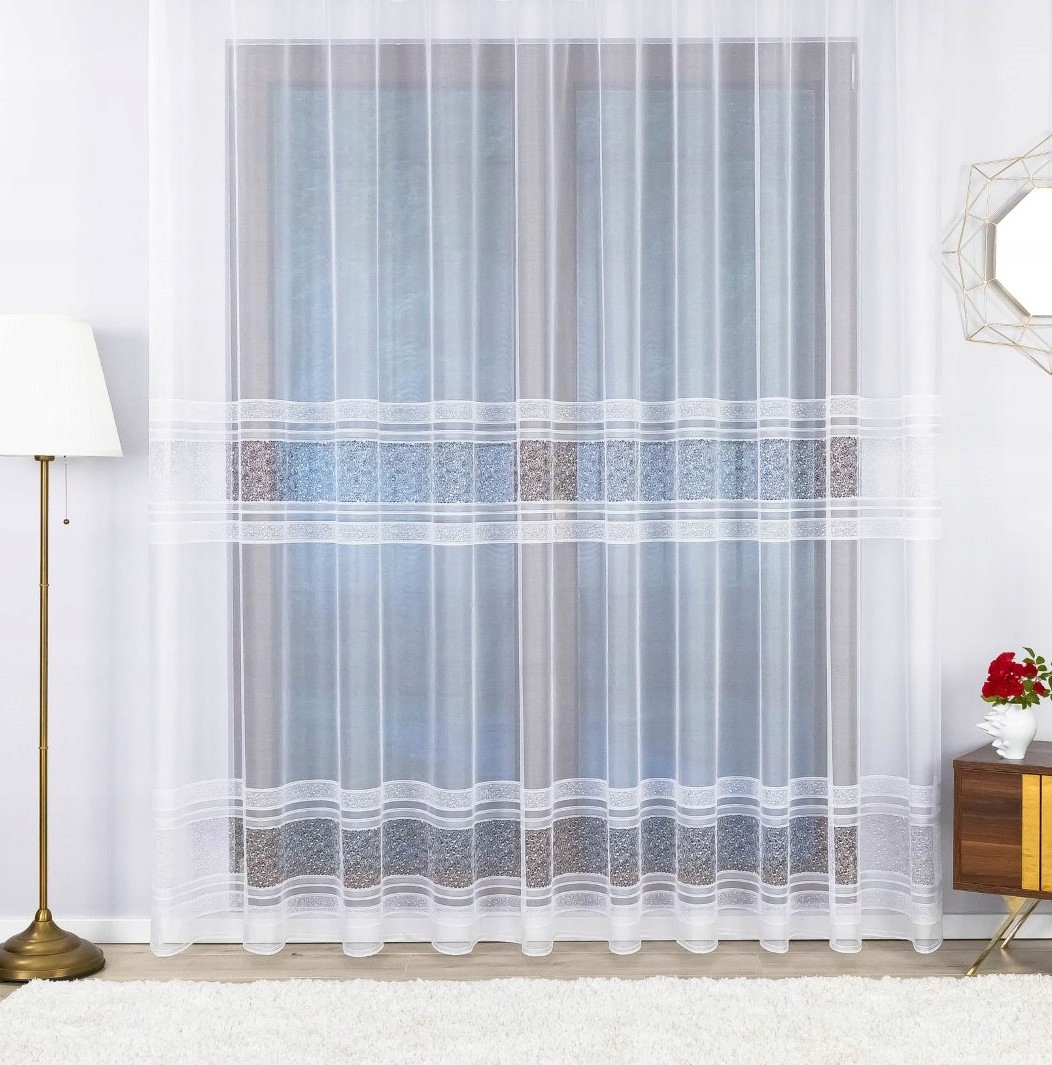 Záclona Záclona S Páskou Žakárový Pásový Vzor 250x250