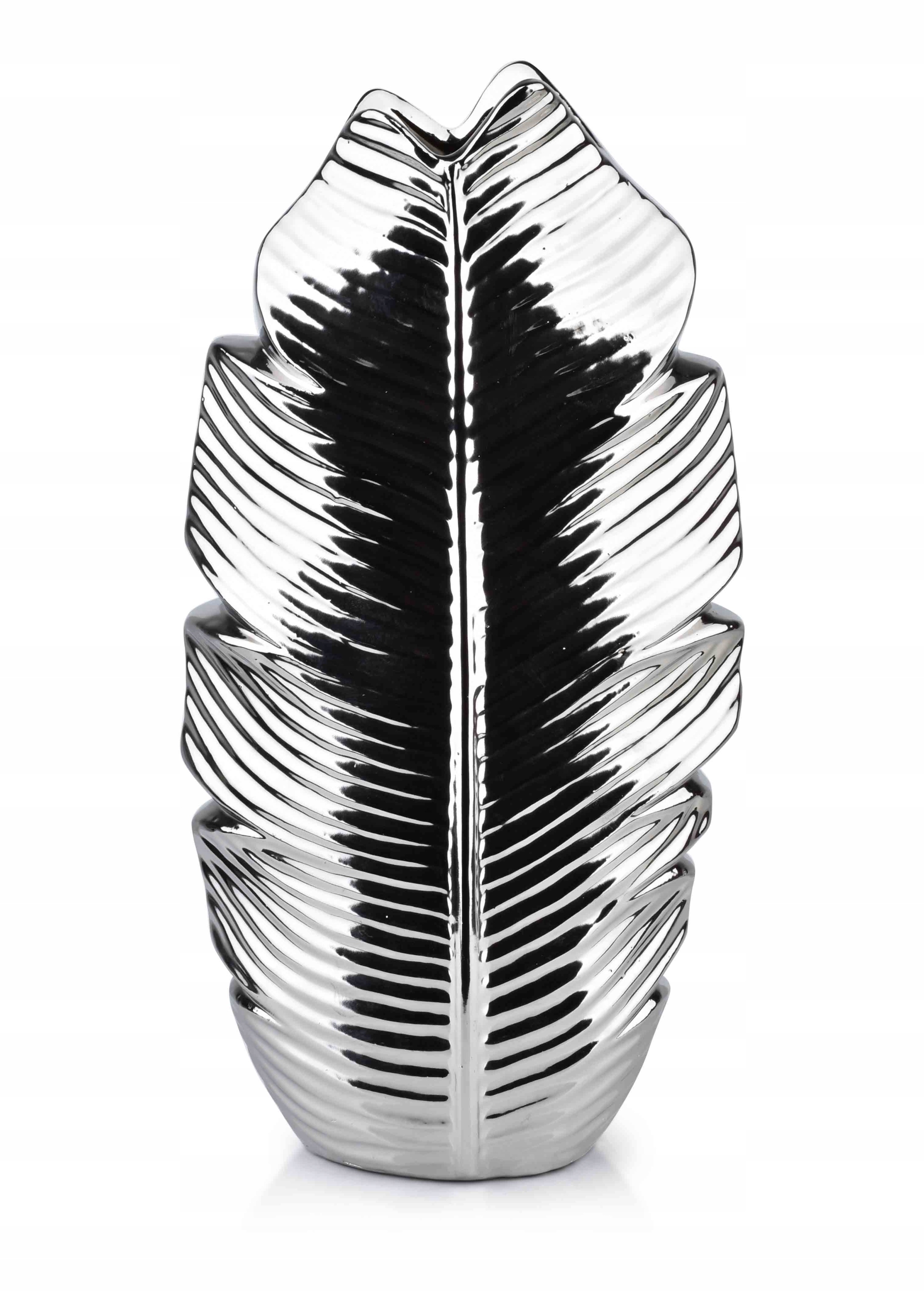 

Duży Wysoki Wazon Ceramiczny Srebrny Glamour 35cm