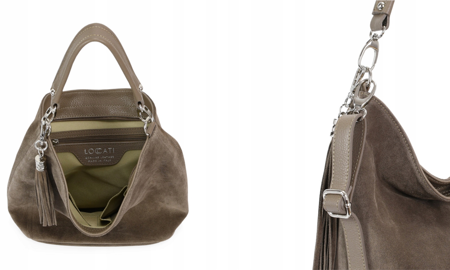 Zamszowe torebki damskie LOCCATI skóra naturalna Model Loccati