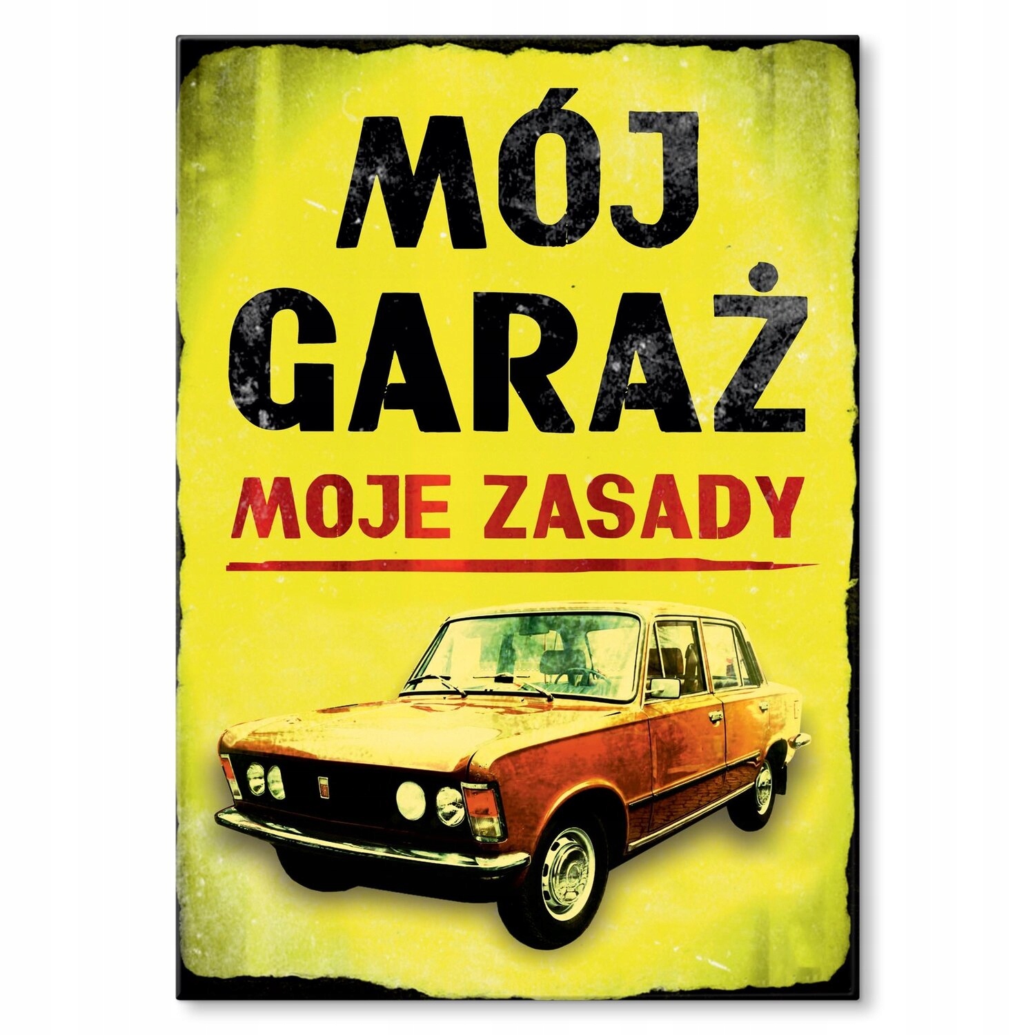 Kovový plakát Moje garáž Fiat 125P Dárek 30 x 42 cm