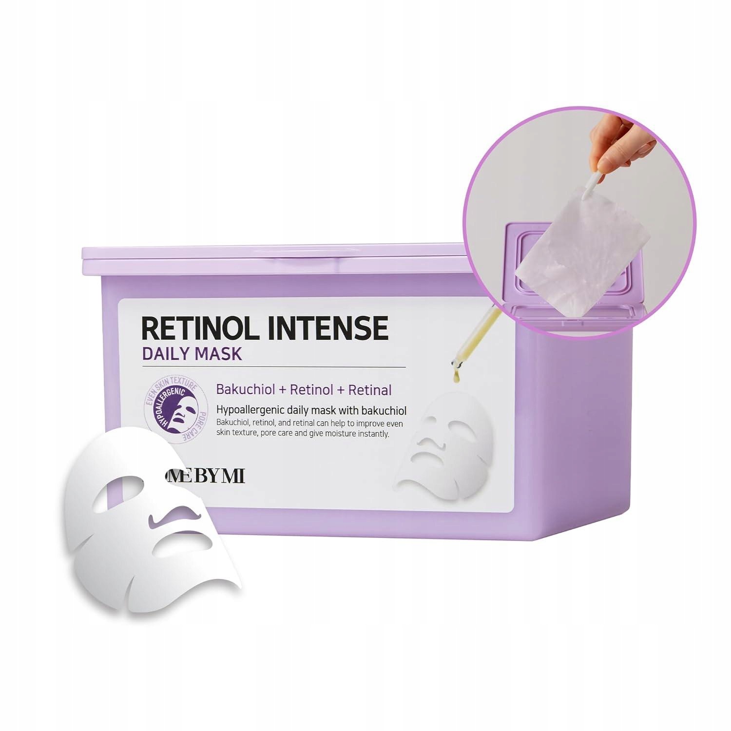 Sada protistárnoucích plátýnkových masek Somebymi Retinol, 30 ks