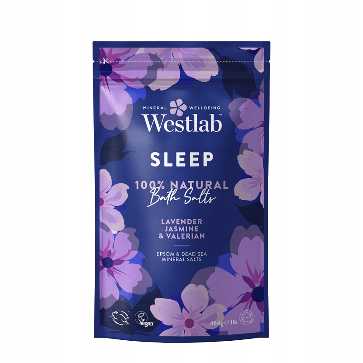 Soľ do kúpeľa levanduľa a jazmín Westlab Sleep 454g