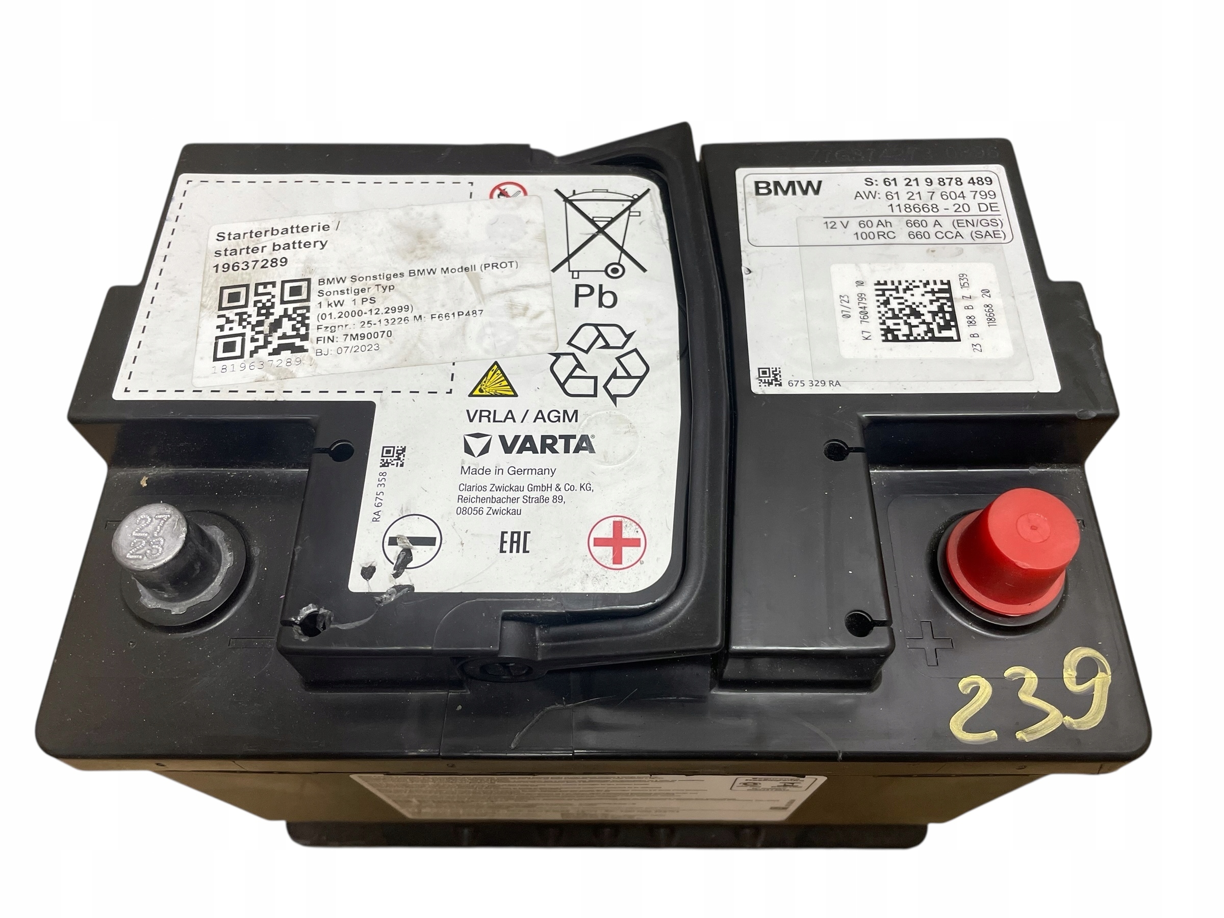 AKUMULATOR AGM START-STOP 12V 60AH 660AH BMW 2023R Original