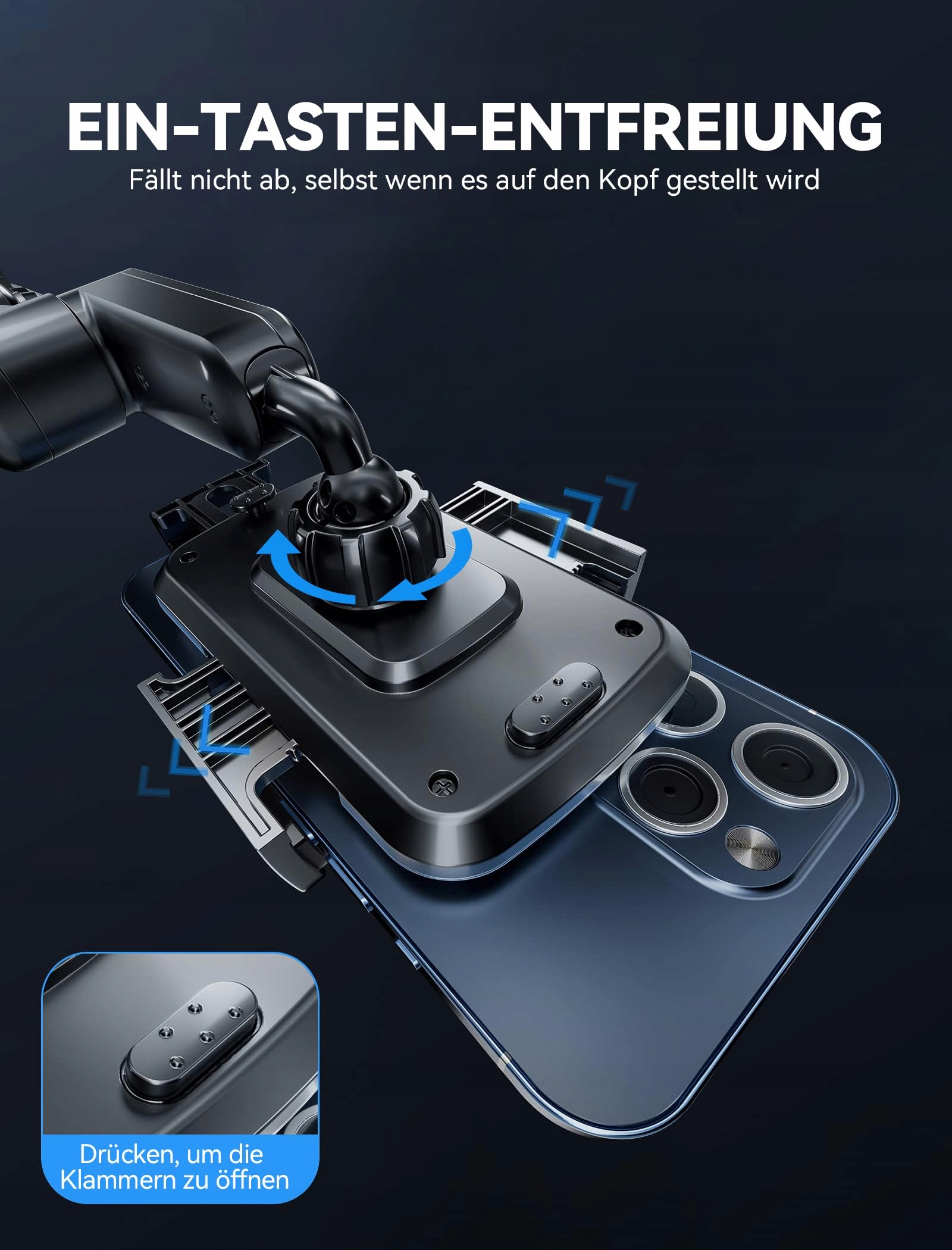 TOPGO Regulowany Uchwyt Samochodowy do iPhone 16 Pro Max — miniatura 5