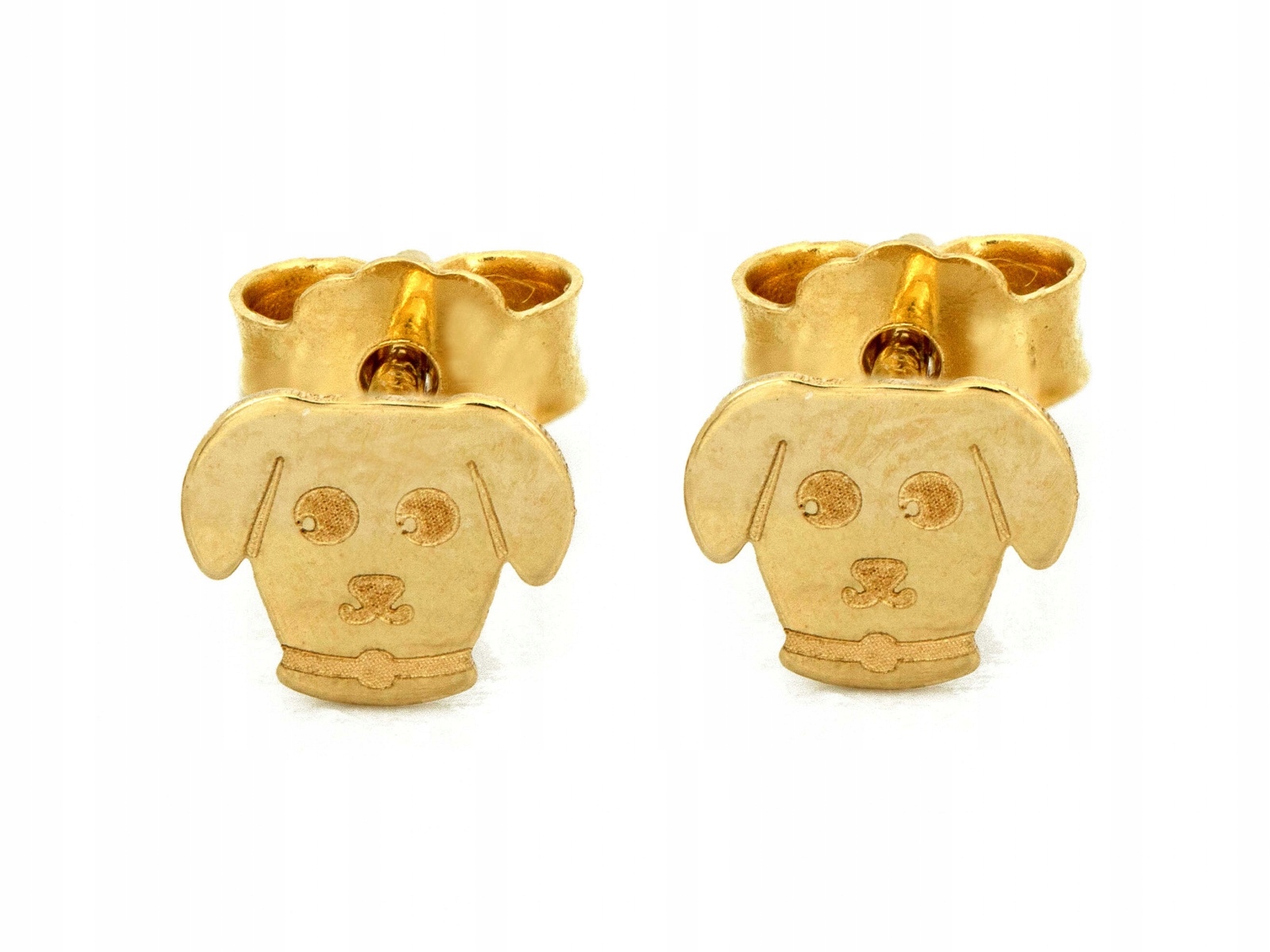 Dámské náušnice ze zlata 585, hlava pejska na tyči jako dárek