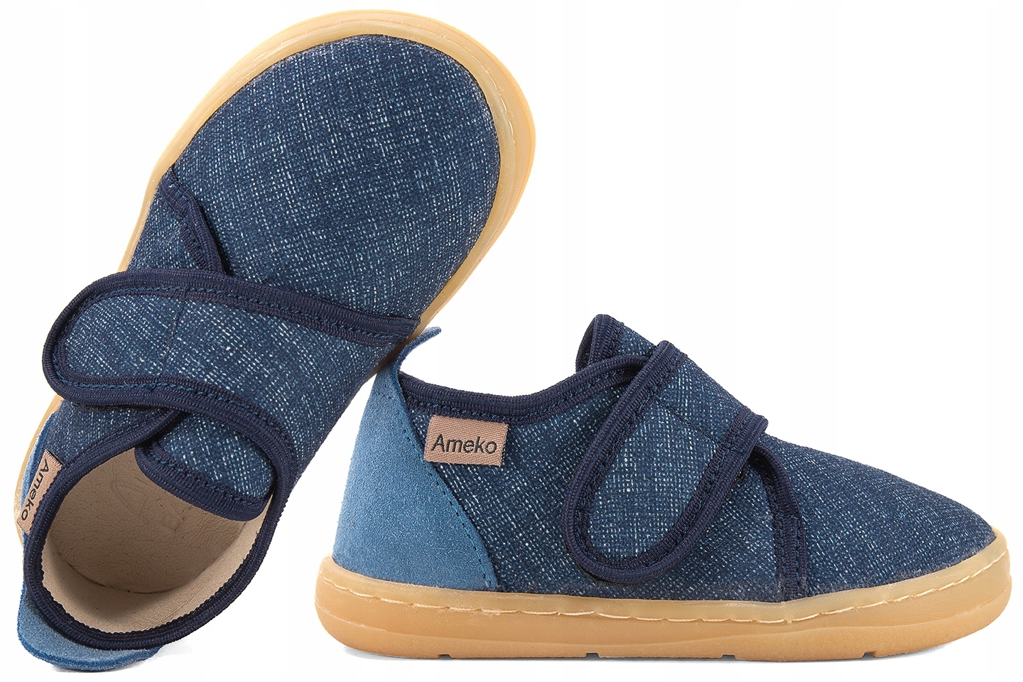 Ameko Barefoot Tekstylno-skórzane Kapcie Domowe Szkolne Dziecięce Papcie 24