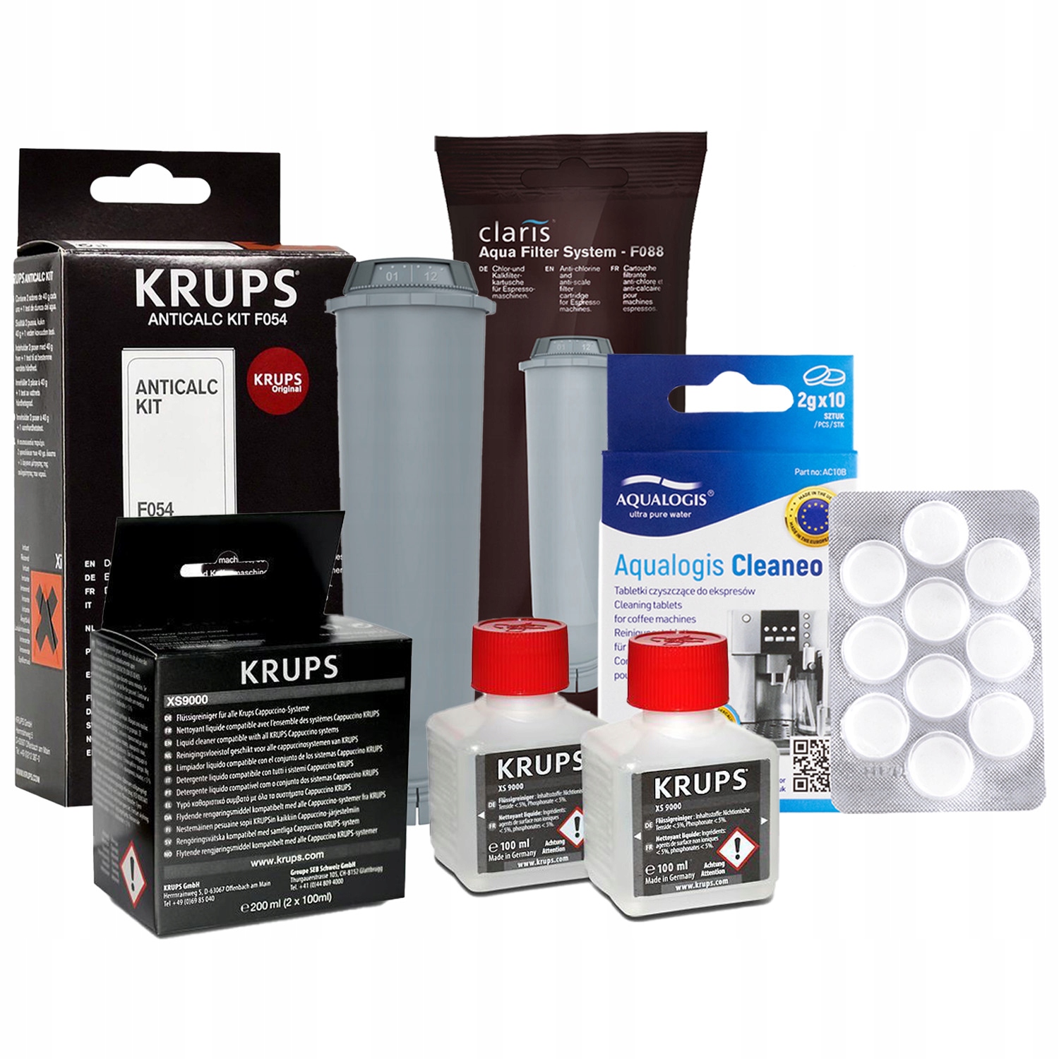 Filtr vody F08801 pro kávovar Krups Odvápňovač Tekutina Tablety Cleaneo