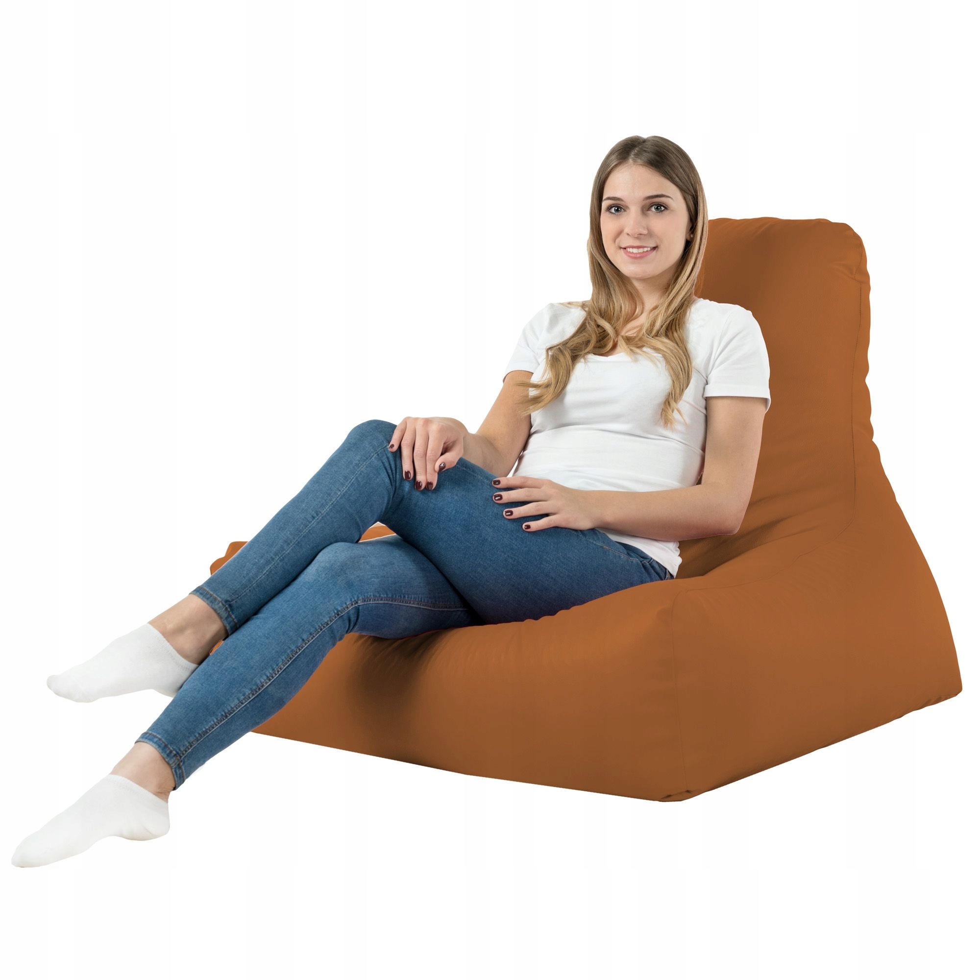 Sedací křeslo z ekokůže Bali XXL Světle Hnědé