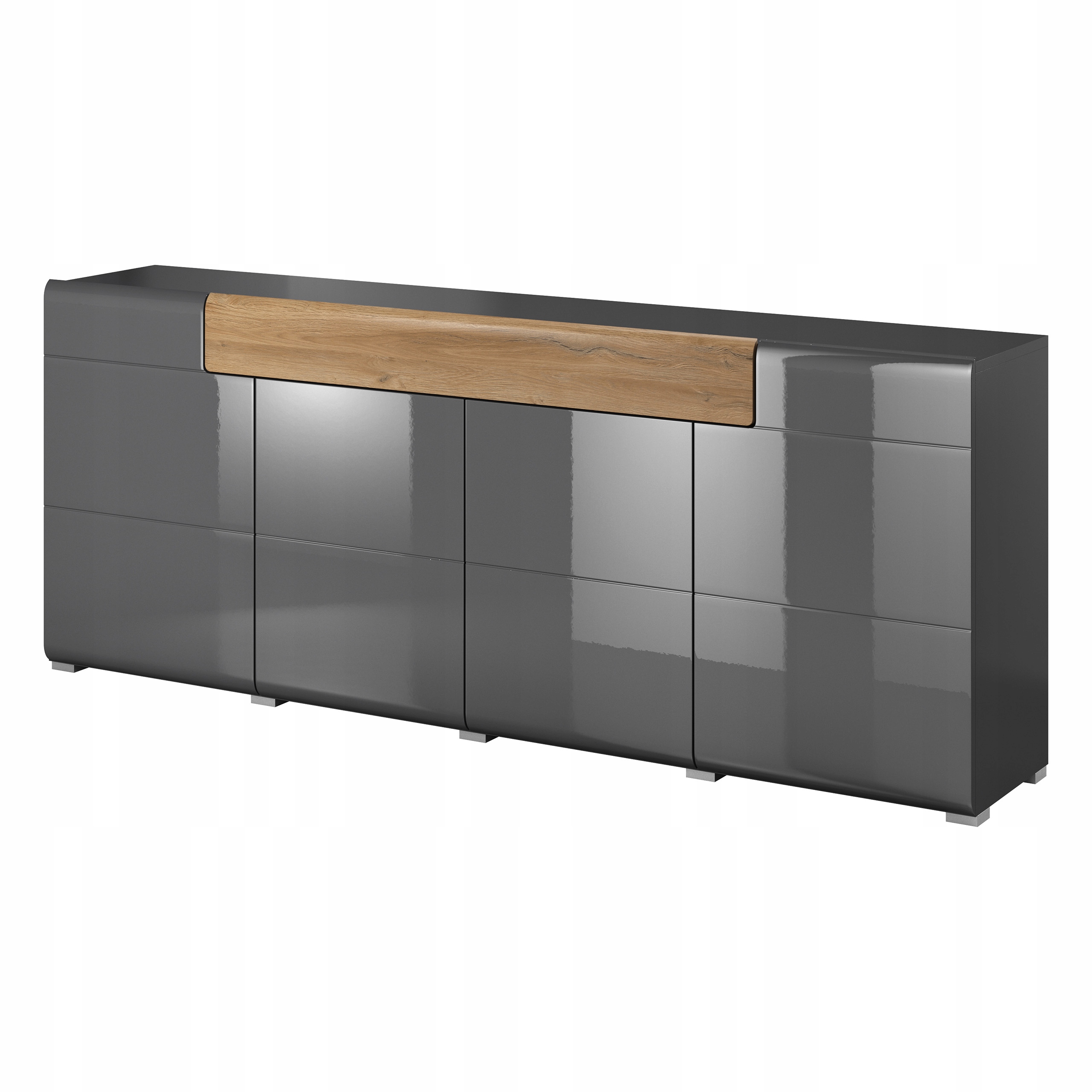 Komoda Ibiza 208 cm do obývacího pokoje Ložnice se zásuvkou 4 Dvířka Antracit