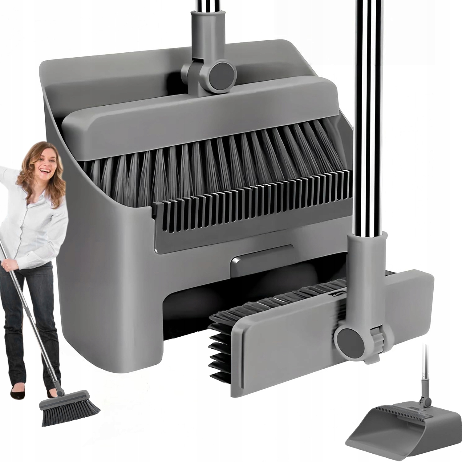 Levně Sada Kartáčů Na Lopatku A Metlu S 180° Otáčením Hlavice Do Kuchyně Koupelny