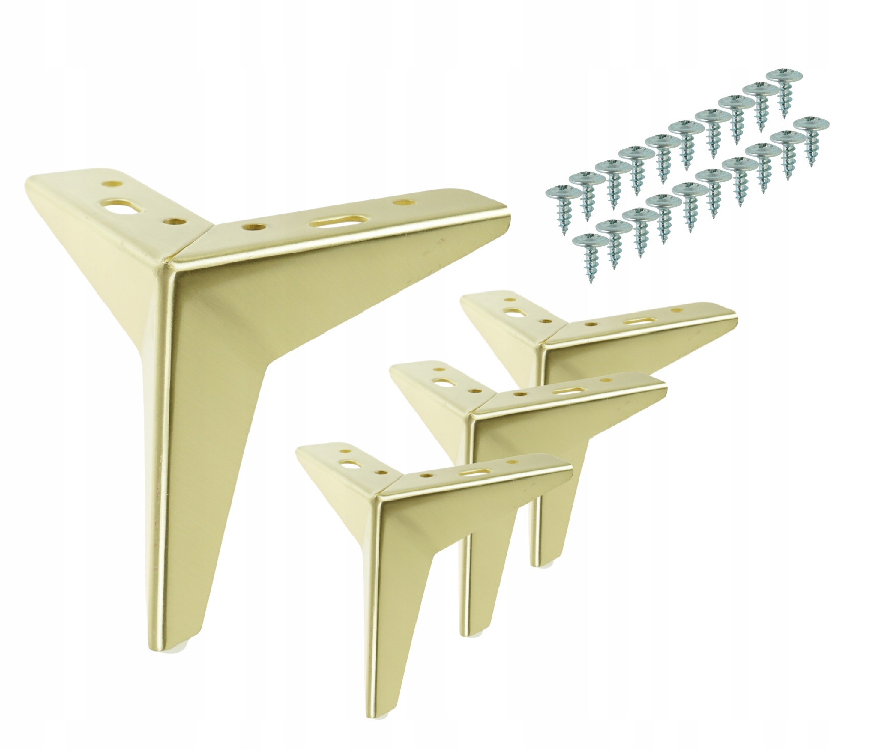 Sada nohou 13,5 cm, nábytkové nohy pro komodu, skříňku, zlatá kartáčovaná