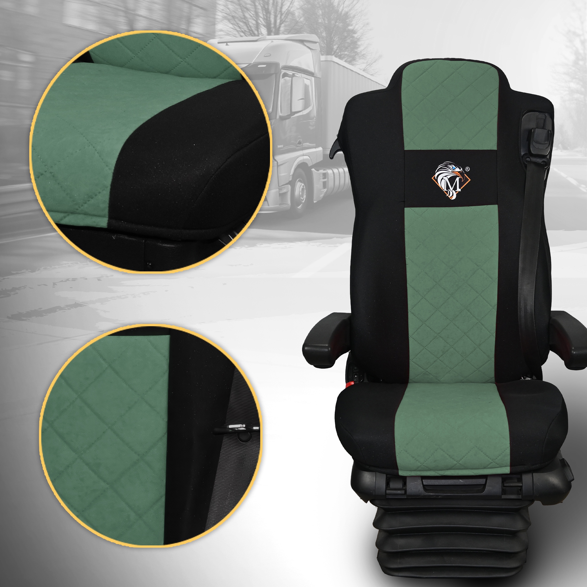 Pokrowce na fotele MERCEDES ACTROS MP4, MP5 ZIELONY EAN (GTIN) 5904261639694