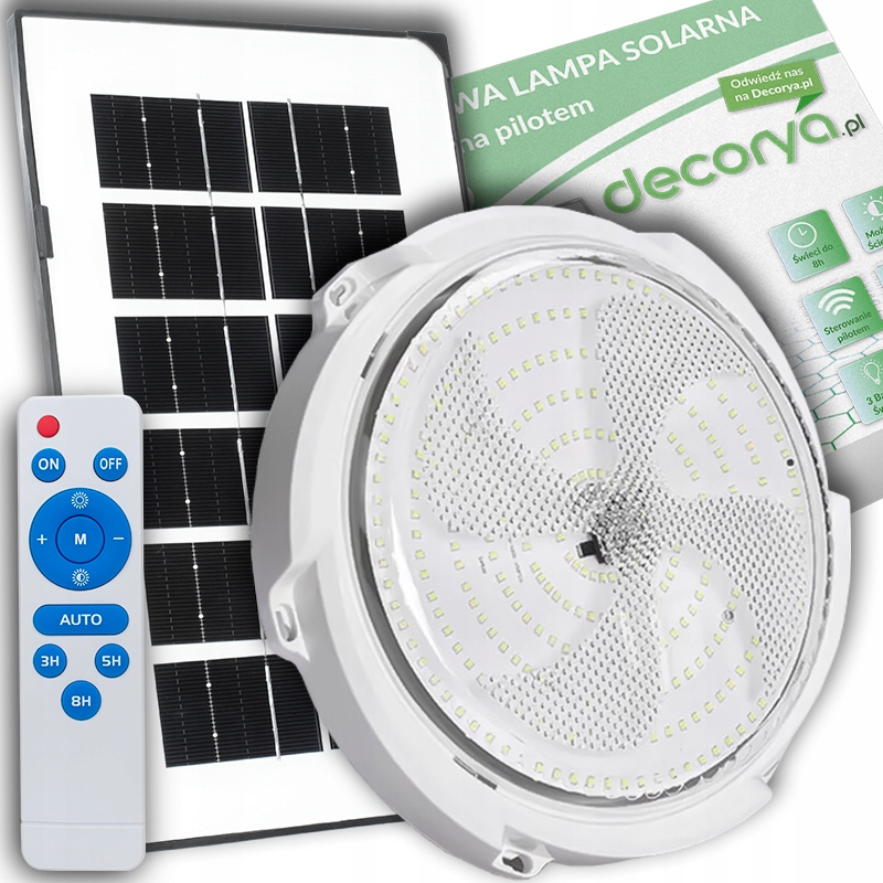 ZEWNĘTRZNA WISZĄCA LAMPA SOLARNA LED SUFITOWA SUFIT OGRODOWA CZUJNIK PILOT