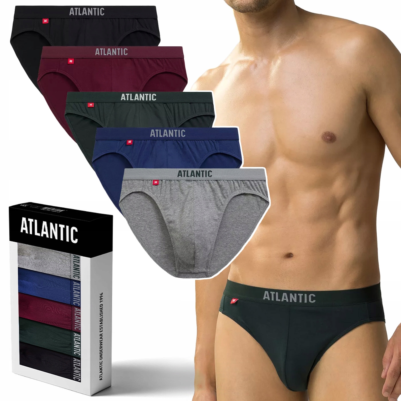 Atlantic 5SMP-004 pánské přiléhavé slipy Bavlněné 5 Párů XXL