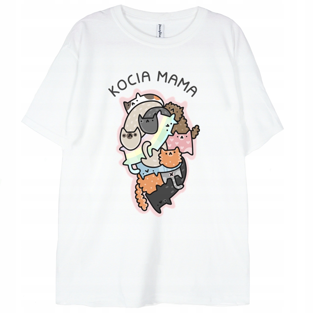 

T-shirt Kocia Mama biała koszulka S z kotem kot