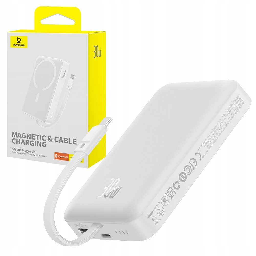 Baseus Magnetická Powerbanka 10000 mAh 30W Powerbanka S Usb C Kabelem