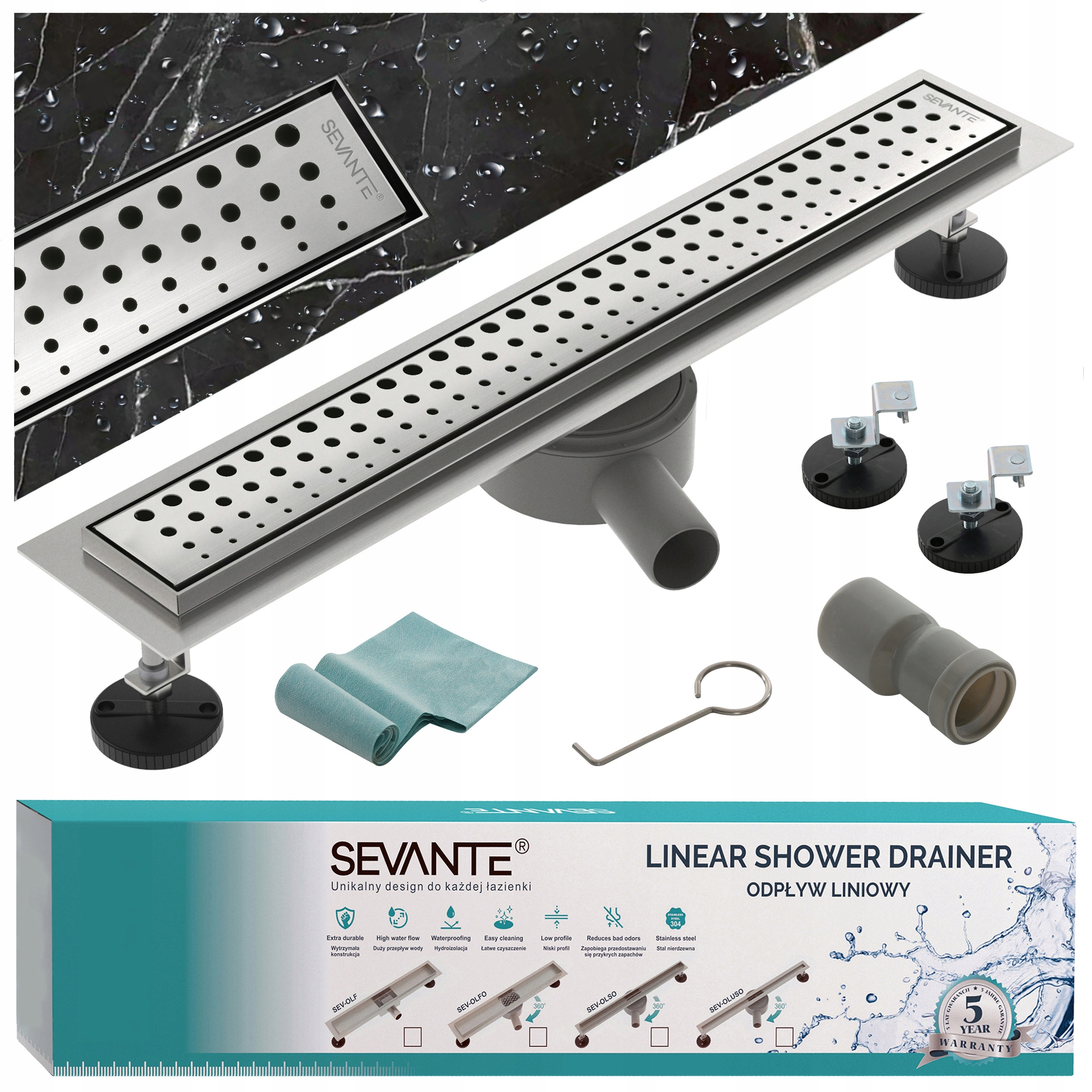 Lineárny odtok s maskovačom 100 cm Flat inox nerezová oceľ, otočný sifón