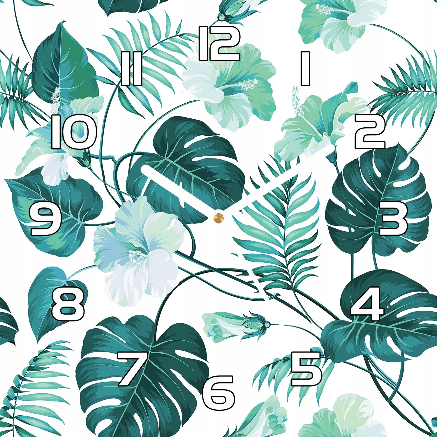 

Zegar szklany Hawaje tropikalne liście 30x30 cm