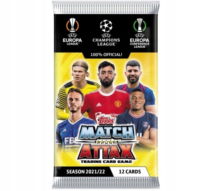 TOPPS MATCH ATTAX UEFA 2021/22 10 saszetek 120 kart exclusive gold limited Długość 6 cm
